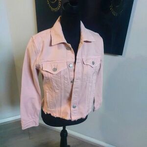 Lucky Brand The  Tomboy Trucker Cropped Denim Jacket Light Pink Size S/P NWNT